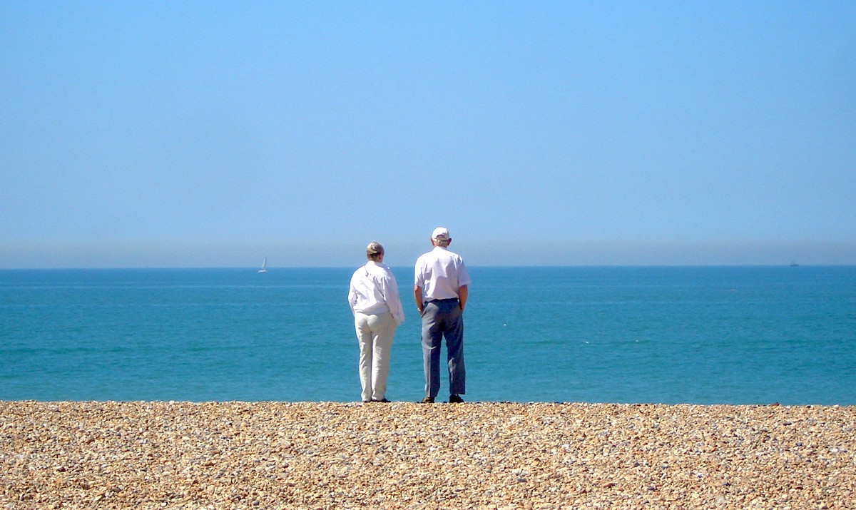 Elderly couple on the beach