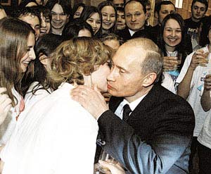 Mr. Putin kissing 19 years gilr. Moscow University Alumni Club