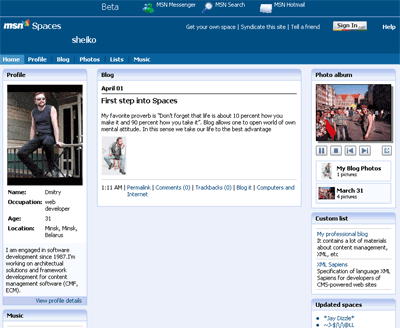 MSN Spaces